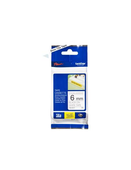 CINTA BROTHER TZES211 6MMX8M WHITE/BLACK