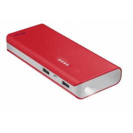 Bateria Externa Universal Trust 10.000MAH 2.1A USB red + Linterna