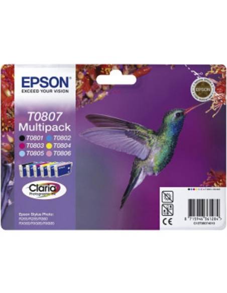 CARTUCHO EPSON T0807 MULTIPACK STYLUS PHOTO R265/R285/R360/RX560/RX585/RX685/PW700W/PX800FW