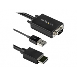 Cable Startech VGA Macho + Audio USB / HDMI Macho 2M Black