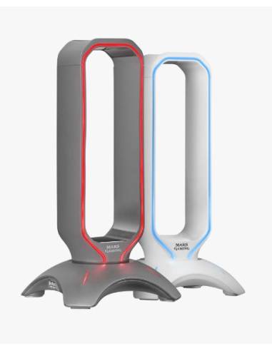 SOPORTE AURICULAR MARS GAMING MHHX USB 2X2.0 LED RGB FLOW WHITE