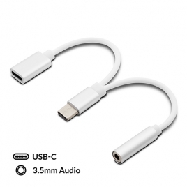 Adaptador Kablex USB-C Macho / USB-C Hembra + Jack White