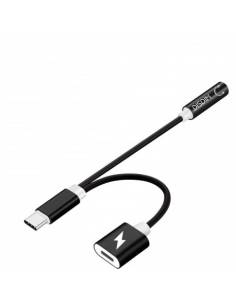 ADAPTADOR KABLEX USB-C MACHO / USB-C HEMBRA + JACK BLACK