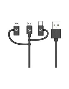 CABLE CELLY USB MACHO / MICRO USB B MACHO + LIGHTNING +...