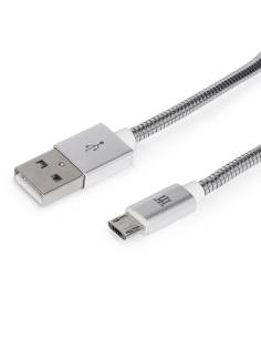 CABLE MAILLON USB MACHO / MICRO USB B MACHO METAL 1M SILVER