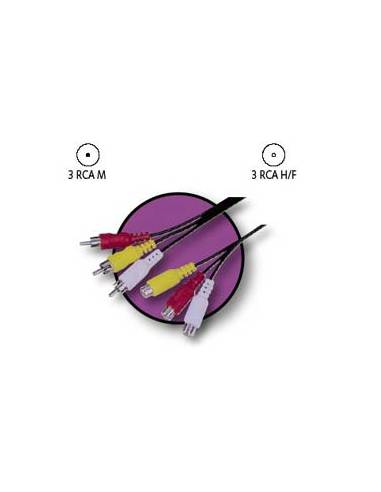 CABLE KABLEX 3X RCA MACHO / 3X RCA HEMBRA 3M