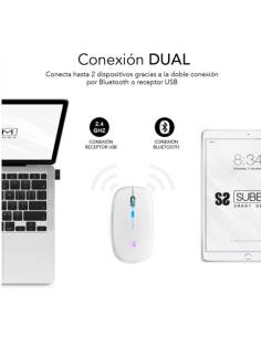 MOUSE SUBBLIM WIRELESS OPTICAL DUAL SLIM RGB WHITE 2