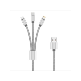Cable Unotec 3 EN 1 USB Macho / USB-C + Micro USB + Lightning