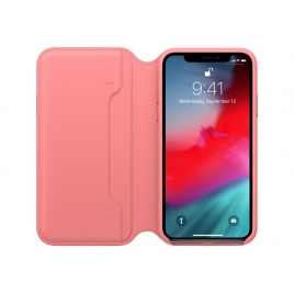 Funda iPhone XS Apple Leather Folio Peony Pink