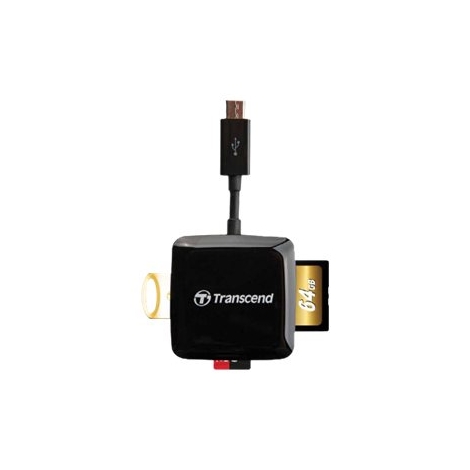 Lector Memorias Transcend 3 EN 1 + OTG Micro USB Black