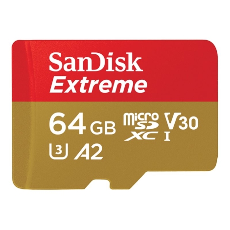 Memoria Micro SD 64GB Sandisk Extreme V30 U3 + Adaptador SD
