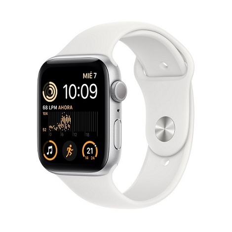 Apple Watch se GPS 44MM Silver Aluminium + Correa Sport White