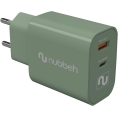 Cargador USB Nubbeh Dual 30W USB + USB-C Green para Casa