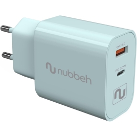 Cargador USB Nubbeh Dual 30W USB + USB-C Turquoise para Casa