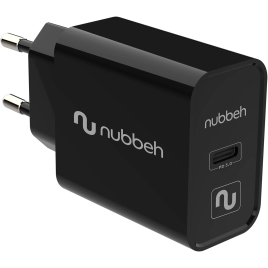 Cargador USB-C Nubbeh 20W PD 3.0 Black para Casa
