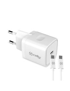 CARGADOR USB-C CELLY 20W WHITE + CABLE USB-C