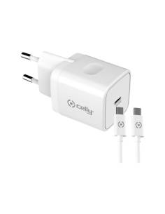 CARGADOR USB-C CELLY 20W WHITE + CABLE USB-C 2