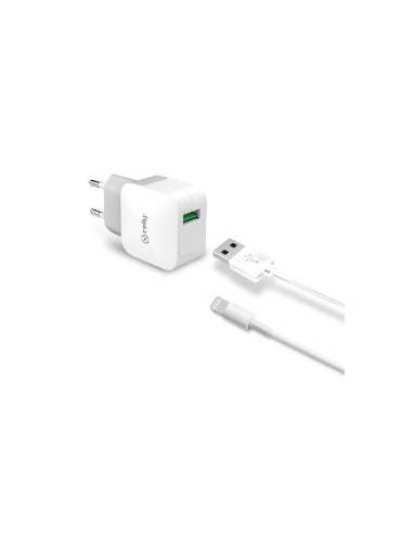 CARGADOR USB CELLY TURBO 2.4A + CABLE LIGHTNING PARA CASA
