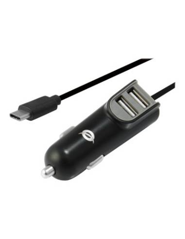 CARGADOR USB CONCEPTRONIC CARDEN 15.5W 2XUSB + USB-C BLACK PARA COCHE 12V CAMION 24V