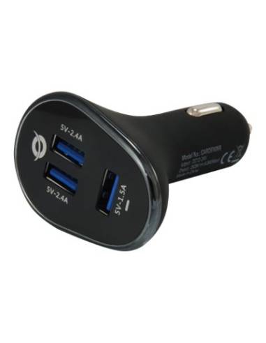 CARGADOR USB CONCEPTRONIC CARDEN 31.5W 3XUSB BLACK PARA COCHE 12V CAMION 24V