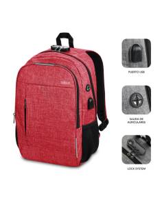MOCHILA PORTATIL SUBBLIM URBAN LOCK BACKPACK 16 RED