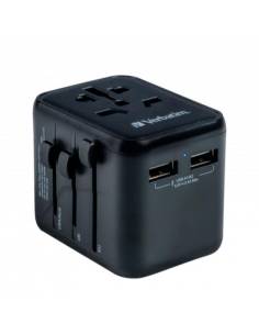 ADAPTADOR VERBATIM UNIVERSAL MULTI ENCHUFE + 2X USB BLACK