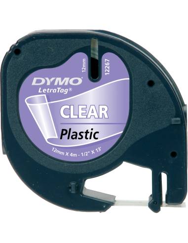 ROLLO DYMO LETRATAG 12MMX4M TRANSPARENTE/BLACK