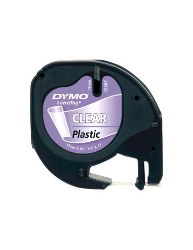 ROLLO DYMO LETRATAG 12MMX4M TRANSPARENTE/BLACK